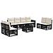 Set Divano da Giardino 9 pcs Nero e Bianco Crema polyrattan - Foto miniatura 1