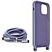 Cover Semirigida Per Iphone 12 Pro Max Cordino Nylon 80 Cm Viola Chiaro - Foto miniatura 4
