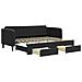 Divano Letto Estraibile Con Cassetti Nero 90x200 Cm In Velluto - Foto miniatura 1