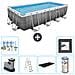 Piscina Fuori Terra - Rettangolo - 549x274x122 Cm - Grigio - Include Accessori Coordinati Cb31 - Foto miniatura 1