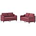 Set Di Divani 2 Pz Con Cuscini Rosso Vino In Tessuto - Foto miniatura 1