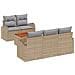Set di divano da giardino 6 pezzi con cuscini Beige Polyrattan Acacia - Foto miniatura 1