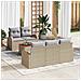Set di divano da giardino 6 pezzi con cuscini Beige Polyrattan Acacia - Foto miniatura 2