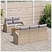 Set di divano da giardino 6 pezzi con cuscini Beige Polyrattan Acacia - Foto miniatura 3