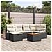 Set divano da giardino da 7 pezzi con cuscini in polyrattan nero,  Divano da giardino per 2 persone con cuscini in polyrattan nero - Foto miniatura 2