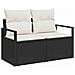 Set divano da giardino da 7 pezzi con cuscini in polyrattan nero,  Divano da giardino per 2 persone con cuscini in polyrattan nero - Foto miniatura 4