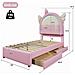 Letto Bambino A Forma Di Unicorno Con Led Multicolore E Due Cassetti - Foto miniatura 2