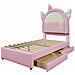 Letto Bambino A Forma Di Unicorno Con Led Multicolore E Due Cassetti - Foto miniatura 3