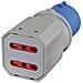80956 Adattatore Multipresa 2 Prese Bivalenti 10/16a Spina A 3 Poli Industriale Iec Adatto Per Camper, Campeggio, Caravan, Barca, Cantiere Grigio - Foto miniatura 1
