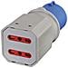 80956 Adattatore Multipresa 2 Prese Bivalenti 10/16a Spina A 3 Poli Industriale Iec Adatto Per Camper, Campeggio, Caravan, Barca, Cantiere Grigio - Foto miniatura 3
