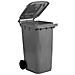 Bidone carrellato grigio per la raccolta differenziata rifiuti 240 Lt con ruote e coperchio UNI EN 840 per rifiuti e riciclo - Foto miniatura 1
