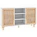 Credenza Bianca 105x30x60cm Legno Massello Pino Rattan Naturale - Foto miniatura 2