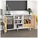 Credenza Bianca 105x30x60cm Legno Massello Pino Rattan Naturale - Foto miniatura 3