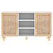 Credenza Bianca 105x30x60cm Legno Massello Pino Rattan Naturale - Foto miniatura 8