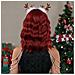 Natale Ondulato Capelli Ricci Lunghi Fino Alle Spalle Con Parrucche Con Frangia Darkred - Foto miniatura 2