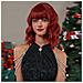 Natale Ondulato Capelli Ricci Lunghi Fino Alle Spalle Con Parrucche Con Frangia Darkred - Foto miniatura 4