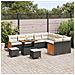 Set di 12 Pezzi Divano da Giardino con Cuscini Nero Polyrattan Acacia,  Set da Pranzo da Giardino con Cuscini Nero Polyrattan Acacia,  Divano da Giardino per 2 Persone con Cuscini Nero Polyrattan - Foto miniatura 3