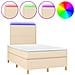 Letto a Molle con Materasso e LED Crema 120x190 cm in Tessuto - Foto miniatura 1