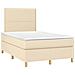 Letto a Molle con Materasso e LED Crema 120x190 cm in Tessuto - Foto miniatura 3
