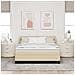 Letto box spring con materasso Crema 140 x 190 cm Tessuto - Foto miniatura 3