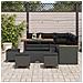 Set Divano da Giardino con cuscino Nero Poly Rattan - Foto miniatura 3