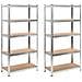 Questi scaffali resistenti sono la scelta ideale sia per lo stoccaggio residenziale che per quello commerciale, e offrono un ampio spazio dove tenere tutto in ordine. Materiale robusto: Gli scaffali portaoggetti sono costituiti da telai in acciaio e tavole in legno multistrato. I telai in acciaio garantiscono robustezza e stabilità, mentre il legno ingegnerizzato offre forza, stabilità, e resistenza all'umidità. Forte capacità di carico: Grazie al grande spessore del materiale - Foto miniatura 1