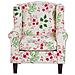 Poltrona Wing Con Poggiapiedi In Tessuto Beige E Motivo Floreale Hamar - Foto miniatura 2