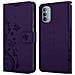 Custodia Compatibile Con Motorola Moto G31 / G41 In Lilla Scuro Fiore - Coperchio Protettivo In Design Floreale Con Chiusura Magnetica, Funzione Stand E Slot Per Carte - Foto miniatura 7
