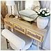 Tavolo Consolle Marrone 105x30x75 Massello Pino Rattan Naturale - Foto miniatura 7