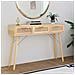 Tavolo Consolle Marrone 105x30x75 Massello Pino Rattan Naturale - Foto miniatura 9
