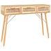 Tavolo Consolle Marrone 105x30x75 Massello Pino Rattan Naturale - Foto miniatura 1