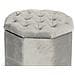 Pouf Salotto Contenitore Imbottito Trapuntato Ottagonale Velvet Tinta Unita Pouf Beige - Foto miniatura 3