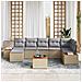 Set di divani da giardino composto da 8 pezzi con cuscini beige in polirattan e acacia - Foto miniatura 3