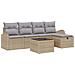 Set di divano da giardino 6 pezzi con cuscini Beige Rattan - Foto miniatura 1