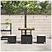 Set da pranzo da giardino 3 pezzi con cuscini nero in poly rattan e acacia - Foto miniatura 4