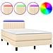 Letto a Molle con Materasso e LED Crema 120x190 cm in Tessuto - Foto miniatura 1