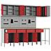 Set di armadietti da lavoro e pannelli forati da 12 pezzi  Rosso in MDF e Metallo - Foto miniatura 5