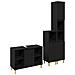 Set di Mobili da Bagno da 3 Pezzi  in Rovere Nero Legno Ingegnerizzato, Mobile da Bagno  Rovere Nero 30x30x190 cm Legno Ingegnerizzato, Mobile da Bagno  Rovere Nero 30x30x100 cm Legno Ingegnerizzato - Foto miniatura 5
