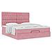 Struttura Letto Pouf con Materassi Rosa 160x200 cm Velluto - Foto miniatura 4