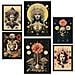 Set Di 6 Stampe Pittura Decorativa Collage Illustrazione Surreale In Mistico Esoterico Incorniciato Con Illustrazioni A3 & A4 Cornice Nera - Foto miniatura 1