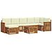 Set divani 8 pcs Naturale e Crema Legno di Acacia Massello - Foto miniatura 1