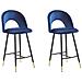 Set Di 2 Sgabelli Da Bar In Velluto Blu Navy Falton - Foto miniatura 1