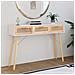 Tavolo Consolle Bianco 105x30x75 Massello Pino Rattan Naturale - Foto miniatura 1
