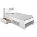 Letto Singolo Con Testiera Portaoggetti E Cassetto - 90 X 190 Cm Bianco - Leandre - Foto miniatura 3