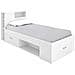 Letto Singolo Con Testiera Portaoggetti E Cassetto - 90 X 190 Cm Bianco - Leandre - Foto miniatura 4