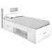 Letto Singolo Con Testiera Portaoggetti E Cassetto - 90 X 190 Cm Bianco - Leandre - Foto miniatura 6