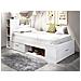 Letto Singolo Con Testiera Portaoggetti E Cassetto - 90 X 190 Cm Bianco - Leandre - Foto miniatura 7