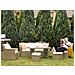 Set Da Giardino 5 Posti In Rattan Marrone Dorato E Bianco Fonti - Foto miniatura 1