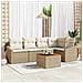 Set di Divano da Giardino 6 Pezzi con Cuscini Beige Rattan PE Acacia - Foto miniatura 2