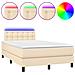 Letto a Molle con Materasso e LED Crema 120x190 cm in Tessuto - Foto miniatura 1